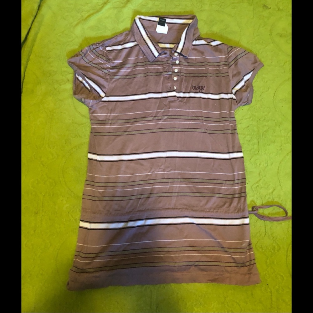 Orage drawstring collared top. Size L.